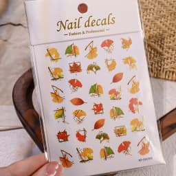 5D Embossed Jelly Maple Leaf Nail Art Sticker Gold Red Autumn Maple Leaves Nail Decals Self-Adhesive Fall Leaf Nail Art Sliders