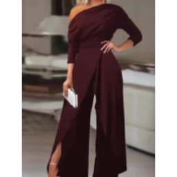 New Women's Shoulder Party Jumpsuit Spring Summer Long Sleeve Straight Nine-Point Pants Elegant Female Casual Sports Jumpsuit