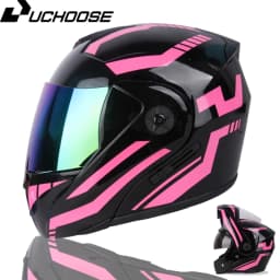 Uchoose Unisex Motorcycle Helmet DOT Certification Double Lens Cross Section Helmet Safety Modular Flip Helm Helmet With Visor
