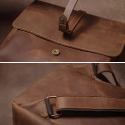 GURO Men's Retro Genuine Leather Backpack Simple Flap Travel Bag Women Natural Cowhide Deluxe Schoolbag Daily Commuter Backpacks