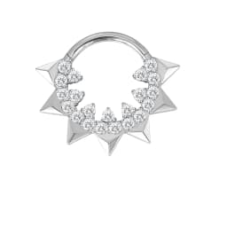 ASTM F136 Titanium EAR PIERC Nose Ring Teeth Tip CZ Ring Hoop Nose Rings Hinged Clicker Earring Ring factory Body Piercing