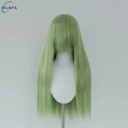 Very High Quality 400g 48 Colors 24Inch 60cm Long Straight Cosplay Wig With Bangs Heat Resistant Hair Anime Wigs + Wig Cap