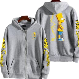Cartoon Anime The Simpsons Men's Bart Simpson Zipper Hoodie Outdoor New Women's Sportswear Spring and Autumn Fashion Couple Coat