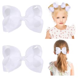 2PCS/Lot 4Inches Solid Colors Hair Bows With Clips For Girls Gift Boutique Ribbon Bows DIY Hair Decor Kids Hair Accessories