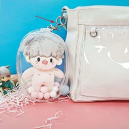 20cm Plush Doll Display Out Bag Transparent Thicken Cotton Doll Outing Dustproof Storage Pouch Keychain Mini Bag Accessories