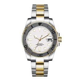 Custom Logo 40MM Luxury NH35 Automatic Watch Two Tone Gold Sapphire Glass Ceramic Bezel Men Diver Watches Male reloj hombre