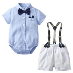 Cotton Birthday Clothes Suit for 3 6 9 12 18 24 Months Boys Newborn Baby Formal Set Romper Toddler Jumpsuit Outfits Summer Suits