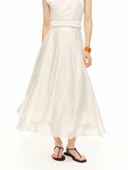 DUSHU 2026 Summer Women's Acetate Paneled A-Line Skirt - Urban Sophisticated Style for City Commute and Daily Outings