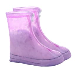 1Pair Waterproof Shoe Cover Men Women's Silicone Sport Rain Boot Cover with Layer Non-slip Material Wear-resistant Thick Reusab