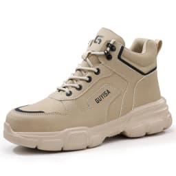 Khaki High Top Safety Shoes Work Boots Men Soft Bottom Lightweight Steel Toe Shoes Puncture-Proof Protection Shoes Security Boot