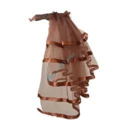 E15F Women's Elastic Waist Layered Long Tulle Skirt Ruffled Mesh Overskirt For Stage Performances Game Wear