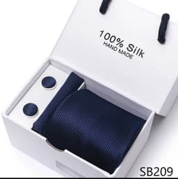 Classic Style 65 Colors Sales Silk Tie Handkerchief Cufflink Set Men Necktie Box Solid Color Sky Blue Fit Wedding Office Cravat