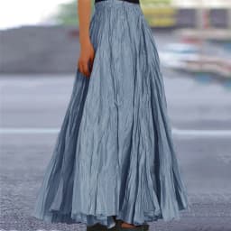 Women Long Skirt High Waist Stretch Solid Color Pleated Skirt Women Faldas Vintage Fold Large Swing Casual Maxi A-Line Skirt