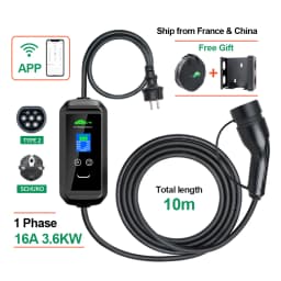 Chiefleed EV Charger Type 2 16A 3.6KW Portable Charging Wallbox Tuya APP Control Timer Electric Vehicle Hrbrid PHEV Cable 10M