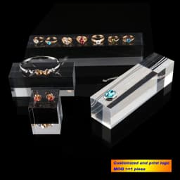 Acrylic Clear Square Sheet Stamping Block Cosmetics Display Stand Pad Ornaments Rings Necklace Jewelry Holder Photography Props
