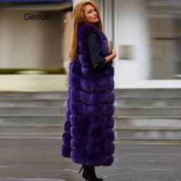 10-section Luxury Faux Fox Fur Winter Vest Jacket Sleeveless Thick Warm Horizontal Striped Long Style Fluffy Fake Fur Overcoat