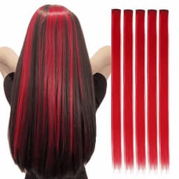 5pcs/Set Long Straight Synthetic Clip-In Hair Extensions for Women Halloween Christmas Party Cosplay