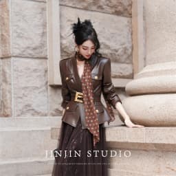 Leather Jacket Women's Jackets Spring and Autumn Cardigan Ladies' Senior Leather Coat Waist Temperament Design Sense Coat Tide