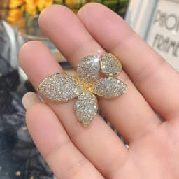 Huitan Aesthetic Flower Adjustable Finger Ring Female Brilliant Zirconia Jewelry for Engagement Ceremony Delicate Accessories
