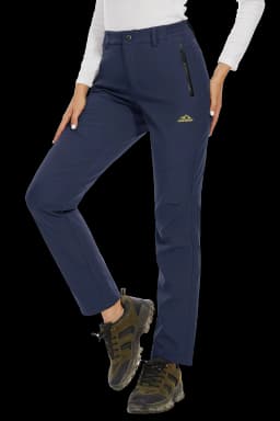 TACVASEN Women's Winter Ski Snow Softshell Fleece Lining Pants Hiking Trekking Mountain Trousers Cargo Warm Work Zipper Pockets