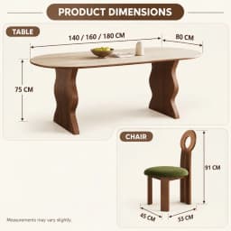 French Mid Century Oval Travertine Stone Dining Table, Solid Wood Base Small Household Dining Table Set for Living Room