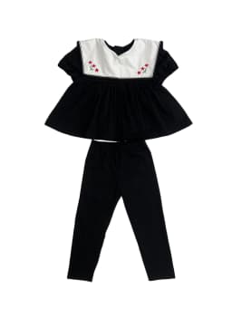 Ali Plus 2026 SS Sailor Maxi Kids Cotton Outfits Embroidery Removable White Collar Girls Boys Matching Clothes