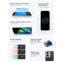 Global Version Xiaomi Redmi 17 Smartphone 128G / 256G ROM 120Hz 6.9" Display 50MP 45W Turbo Charging 7500mAh MTK Helio G91-Ultra