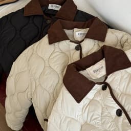 Autumn Down Cotton Padded Jacket Women's 2025 Contrast Lapel Rhombic Thin Short Loose Spring Cotton Padded Casual Coats Female