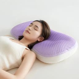 Purple Pectin TPE Pillow Honeycomb Grid &Polyester AB Side Pillow Case Breathable Soft Neck Support Sleeping Pillow Core 40*65cm