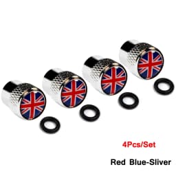 4Pcs/Set UK Tire Valve Caps Universal Fits All Cars Trucks SUV Bike Bicycle Motorcycle Car Aluminum Alloy Tyre Valve Dust Covers