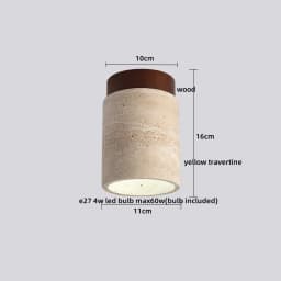 IWHD Wood Canopy LED Ceiling Light Fixture Nordic Modern Simple Ellipse Natural Yellow Travertine Ceiling Lamp Lamparas De Techo