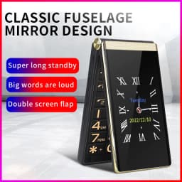 Yeemi M1+ 4G Flip Feature Phone 1.77/2.8 Inch Dual Display LED Light Mobile Phones 2 SIM Big Keyboard Loud Voice for Elderly SOS