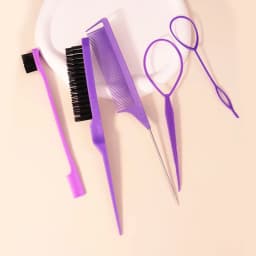 5pcs Hairdressing Tools Pointed Tail Comb Dual Head Eyebrow Brush Triple Row Comb Coiler Hair Salon Styling Comb