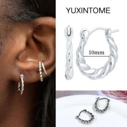 Pave Micro Crystal North Star Hoop Earrings Punk 925 Sterling Silver Ear Needle Twist Gold Earrings For Women Minimalist Jewelry
