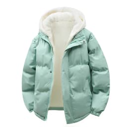 Puffer Jacket Men's Plush Thickened Parkas New Men's Hooded Fake Two Piece Winter Lamb Wool Jacket Male Fleece Liner Warm Coat