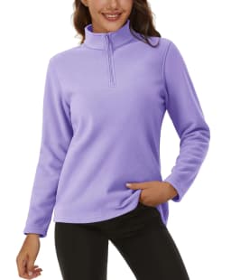 TACVASEN Stand Collar 1/4 Zip Fleece Pullover Womens Outdoor Sports Casual Tops Autumn Winter Lightweight Soft Warm Sweatshirt