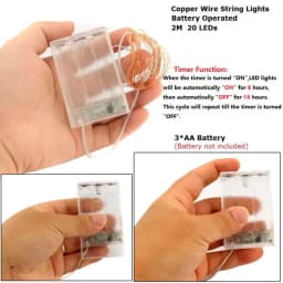 2M Battery Box Timing Light String Copper Wire Fairy 3AA Battery 20LEDs Cold Warm White for Christmas Party Wedding Decorations
