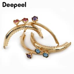 2/5Pcs 8.5cm Bead Head Embossed Metal Bag Handle Gold Coin Purse Frame Clourse Kiss Clasp Wallet Sewing Bracket Bags Accessories