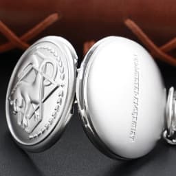 Frosted Texture Alchemist Steampunk Quartz Pocket Watch Silver Case Necklace Pendant Clock Chain Men and Women Christmas Gift