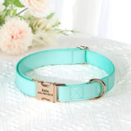 Personalized PU Leather Dog Collar Free Engraved Pet Collars Customized ID Name Necklace For Small Medium Large Dogs 9 Colors