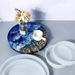 DIY Oversize 14 Inch Round Table Epoxy Silicone Mold Table Bracket Cutting Board Desktop Decoration Resin Silicone Mold