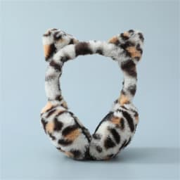 Leopard Foldable Leopard Print Earmuffs Winter Warm Thickened Ear Cover Women Windproof Frostproof Earlap Simple Plush Hairband