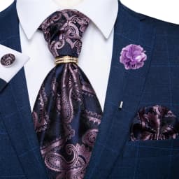Fashion Ascot Tie for Men Solid Pink Cravat Necktie Ring Brooch Set for Wedding Party Man Suit Accessories Male Scarf Gift