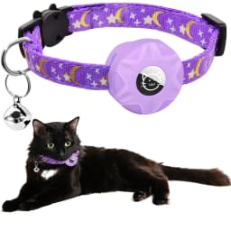 for Apple Tag Cat Collar, Reflective Kitten Collar with Airtag Case Holder and Bell for Girl Boy Cats ,Safe Breakaway Necklace