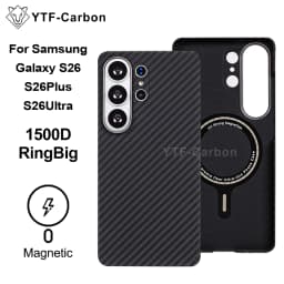 YTF-carbon Luxury Real Kevlar Case for Samsung Galaxy S26 Ultra/S26Plus/S26, Aramid Fiber Magnetic MagSafe Cover