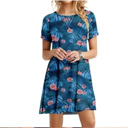 3D Green Leaves Floral Printed Mini Dress For Women 2022 Summer Loose Oversized Casual Short Sleeve O-Neck A-Line Dress Sundress