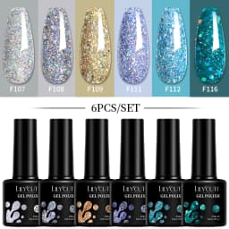 LILYCUTE 6Pcs 7ML Gel DIY Nails Polish Set Bright Pink Nail Charms Soak Off UV LED Gel Varnish Nail Art Design Accessories