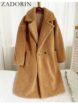 ZADORIN Winter Thick Warm Solid Teddy Coat Women High Street Oversized Pink Faux Lamb Fur Coat Woman Long Faux Fur Jacket Coats