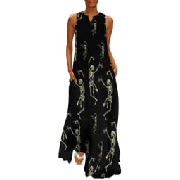 Skeleton Print Dress Spring Horror Monsters Street Style Bohemia Long Dresses Womens Night Club Maxi Dress Birthday Gift
