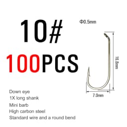 Vtwins 100PCS Long Shank Dry/Wet Nymph Fly Tying Hooks Caddis Mayfly Blue Olive Wing Fishhook Round Bend Trout Fishing Hooks